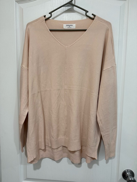 Zenana Outfitters Sweaters - Zenana Outfitters Women's V-Neck Long Sleeve Sweater - Blush